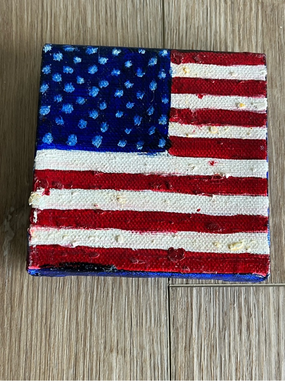 American Flag Original Oil on Canvas -  Signed Barbara Lacey SF Ca.